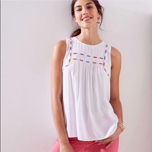 Loft rainbow embroidered tank top